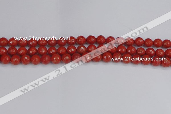 CRE340 15.5 inches 8mm faceted round red jasper beads