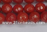 CRE341 15.5 inches 10mm faceted round red jasper beads