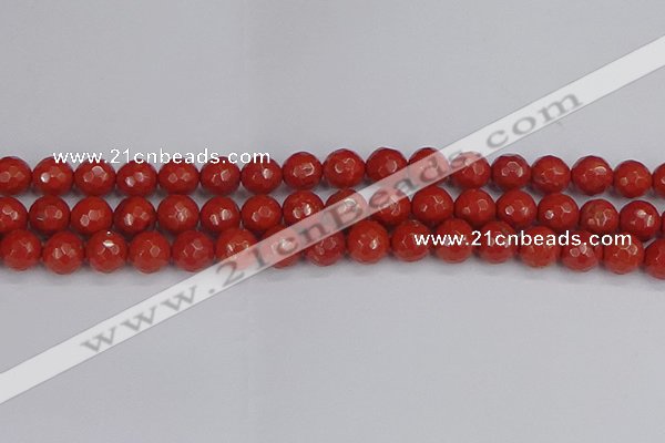 CRE341 15.5 inches 10mm faceted round red jasper beads