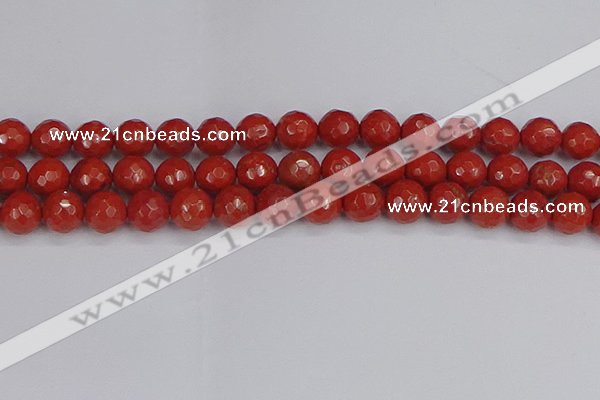 CRE342 15.5 inches 12mm faceted round red jasper beads