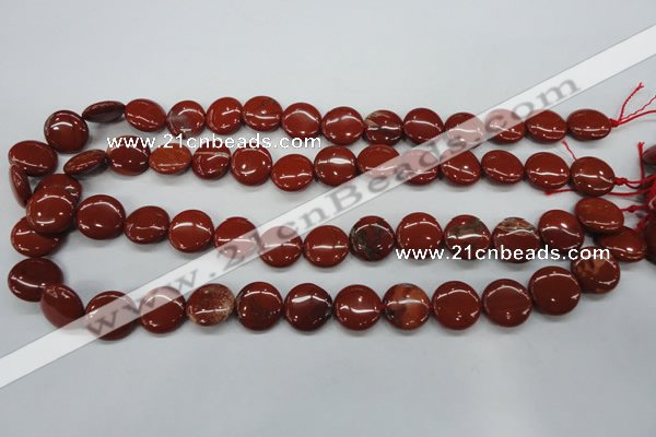 CRE35 15.5 inches 14mm flat round red jasper beads wholesale