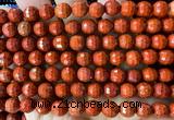 CRE385 15 inches 8mm faceted round red jasper beads wholesale