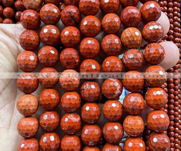CRE387 15 inches 12mm faceted round red jasper beads wholesale