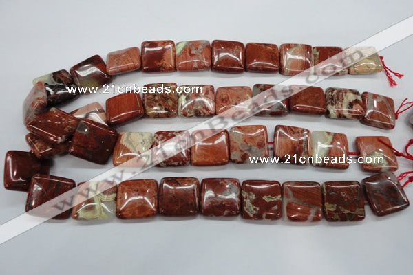 CRE58 15.5 inches 20*20mm square red jasper beads wholesale