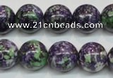 CRF06 15.5 inches 14mm round dyed rain flower stone beads wholesale