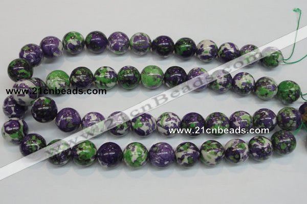 CRF07 15.5 inches 16mm round dyed rain flower stone beads wholesale