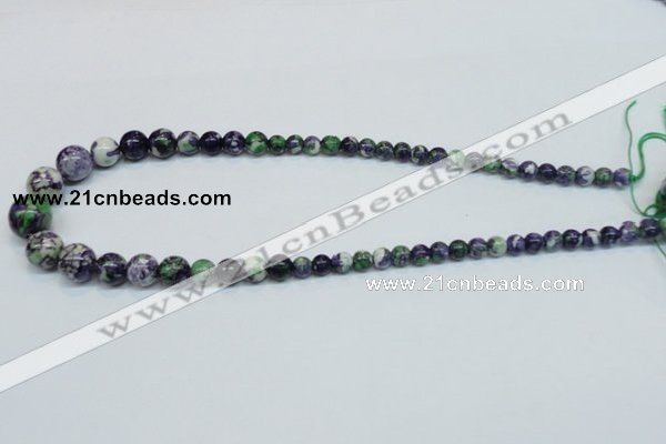 CRF10 15.5 inches multi sizes round dyed rain flower stone beads