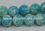 CRF105 15.5 inches 14mm round dyed rain flower stone beads wholesale