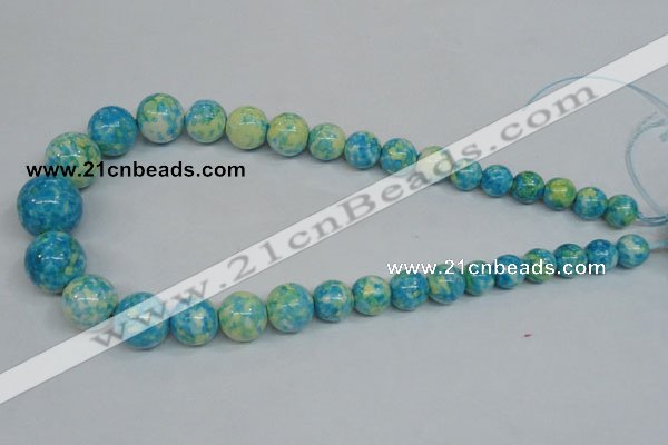 CRF112 15.5 inches 10mm - 20mm round dyed rain flower stone beads