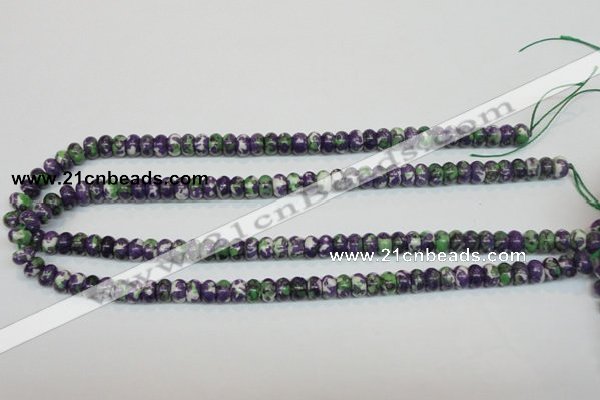 CRF12 15.5 inches 4*6mm rondelle dyed rain flower stone beads wholesale