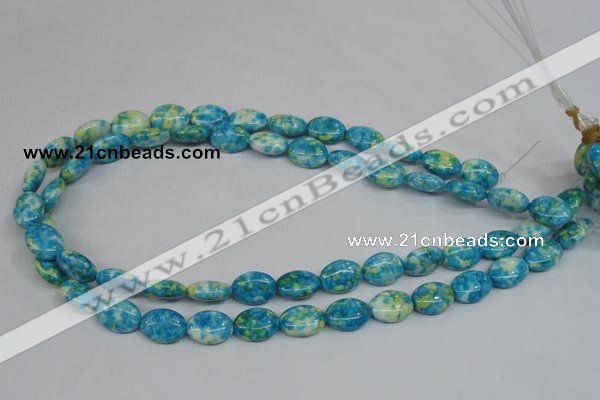 CRF124 15.5 inches 10*14mm oval dyed rain flower stone beads