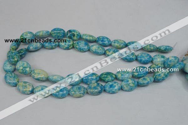 CRF126 15.5 inches 13*18mm oval dyed rain flower stone beads