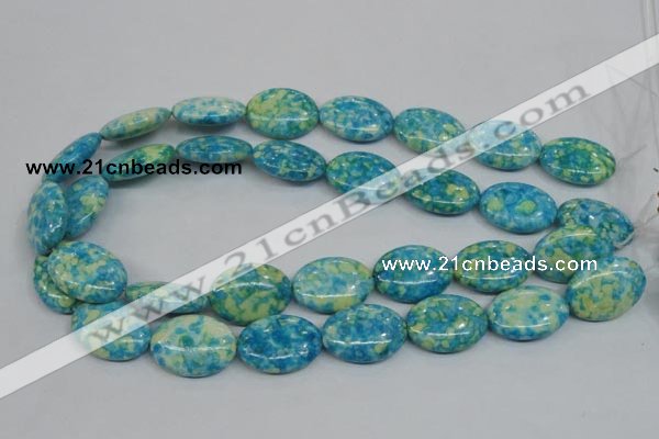 CRF128 15.5 inches 18*25mm oval dyed rain flower stone beads