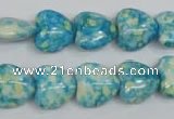 CRF132 15.5 inches 14*14mm heart dyed rain flower stone beads