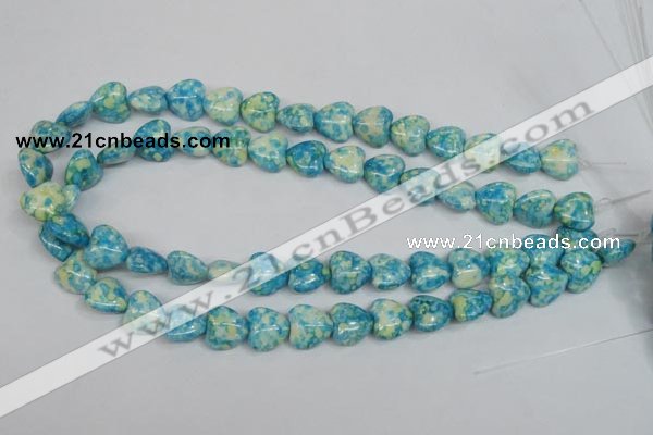 CRF132 15.5 inches 14*14mm heart dyed rain flower stone beads