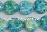 CRF134 15.5 inches 18*18mm heart dyed rain flower stone beads