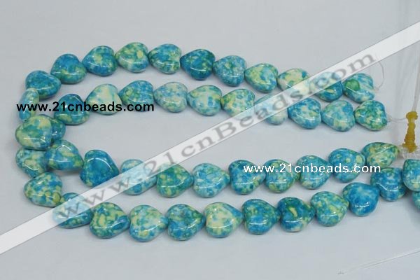 CRF134 15.5 inches 18*18mm heart dyed rain flower stone beads