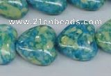 CRF135 15.5 inches 20*20mm heart dyed rain flower stone beads