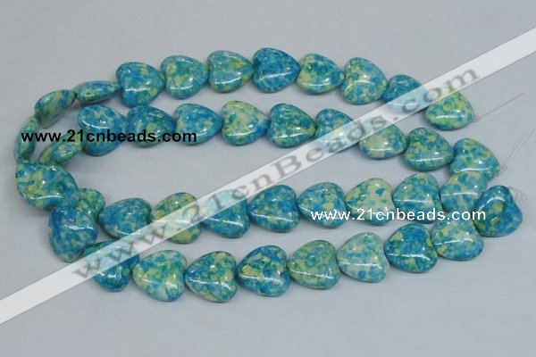 CRF135 15.5 inches 20*20mm heart dyed rain flower stone beads