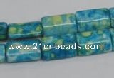 CRF138 15.5 inches 10*15mm flat tube dyed rain flower stone beads