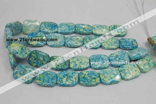 CRF145 15.5 inches 20*26mm rectangle dyed rain flower stone beads