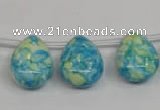 CRF148 Top-drilled 13*18mm flat teardrop dyed rain flower stone beads