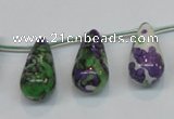 CRF15 11*21mm top-drilled teardrop dyed rain flower stone beads