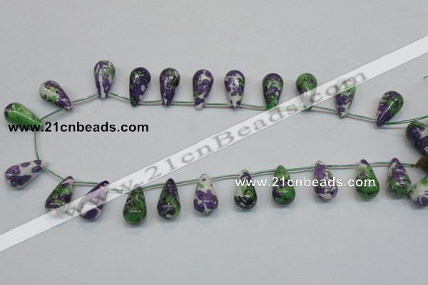 CRF15 11*21mm top-drilled teardrop dyed rain flower stone beads