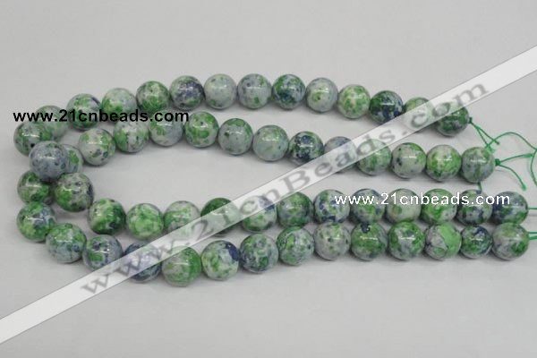 CRF155 15.5 inches 14mm round dyed rain flower stone beads wholesale