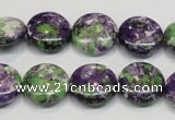 CRF16 15.5 inches 16mm flat round dyed rain flower stone beads