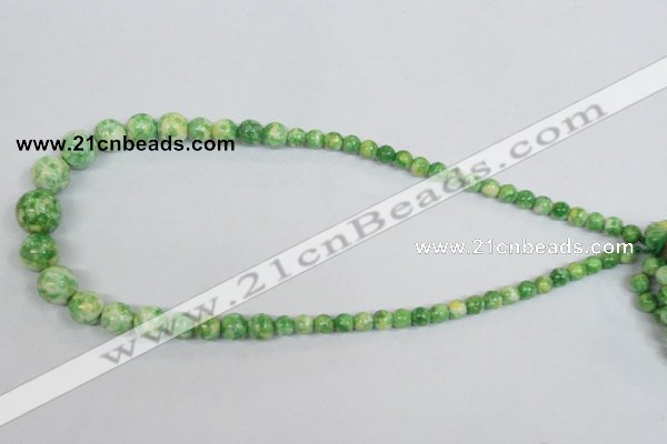 CRF191 15.5 inches 6mm - 14mm round dyed rain flower stone beads