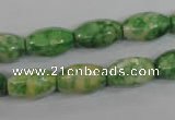 CRF194 15.5 inches 8*14mm rice dyed rain flower stone beads