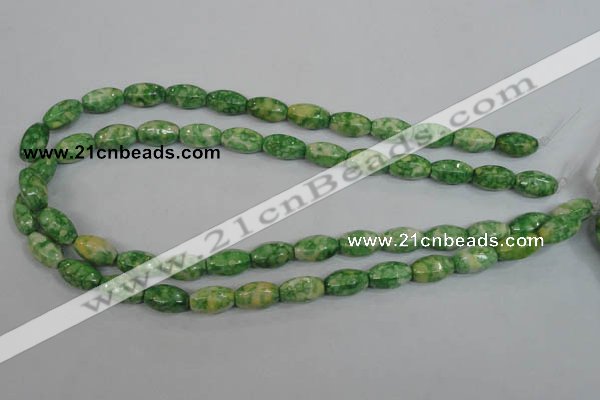 CRF194 15.5 inches 8*14mm rice dyed rain flower stone beads