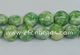 CRF196 15.5 inches 10mm flat round dyed rain flower stone beads