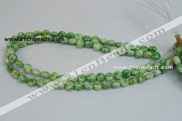 CRF196 15.5 inches 10mm flat round dyed rain flower stone beads