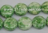 CRF199 15.5 inches 16mm flat round dyed rain flower stone beads