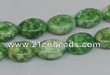 CRF204 15.5 inches 10*14mm oval dyed rain flower stone beads