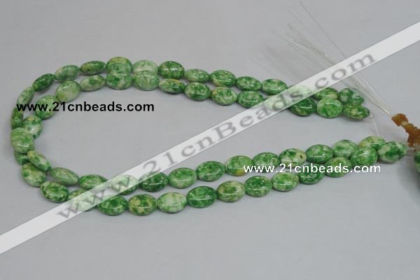 CRF204 15.5 inches 10*14mm oval dyed rain flower stone beads