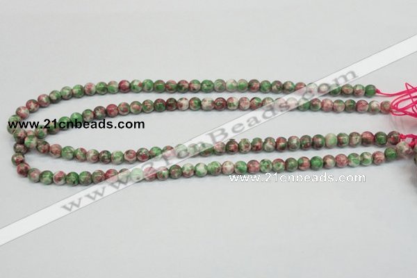 CRF21 15.5 inches 4mm round dyed rain flower stone beads wholesale