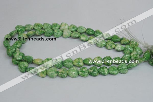 CRF212 15.5 inches 14*14mm heart dyed rain flower stone beads