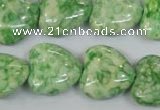 CRF214 15.5 inches 18*18mm heart dyed rain flower stone beads