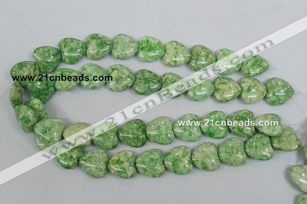 CRF215 15.5 inches 20*20mm heart dyed rain flower stone beads