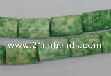 CRF218 15.5 inches 10*15mm flat tube dyed rain flower stone beads