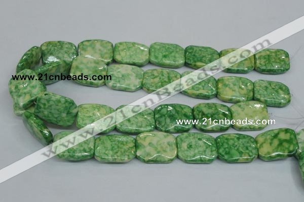 CRF225 15.5 inches 20*26mm rectangle dyed rain flower stone beads