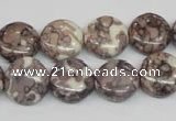 CRF237 15.5 inches 14mm flat round dyed rain flower stone beads