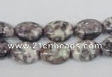 CRF243 15.5 inches 10*14mm oval dyed rain flower stone beads