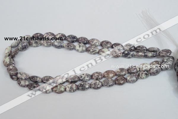 CRF243 15.5 inches 10*14mm oval dyed rain flower stone beads