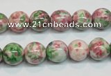 CRF25 15.5 inches 12mm round dyed rain flower stone beads wholesale