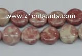 CRF255 15.5 inches 10mm flat round dyed rain flower stone beads