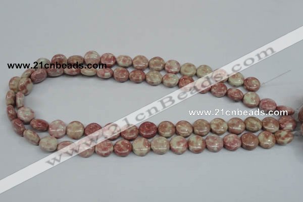 CRF255 15.5 inches 10mm flat round dyed rain flower stone beads